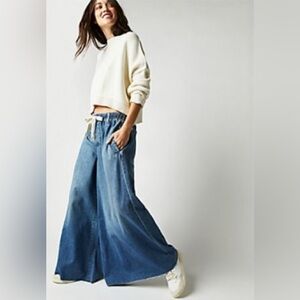 Free People Blue Wide Leg Jeans